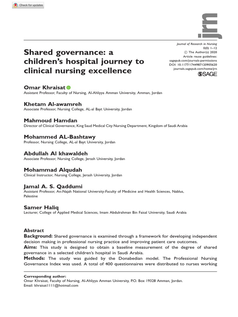 Shared Governance in Pediatric Nursing | PDF | Nursing | Governance