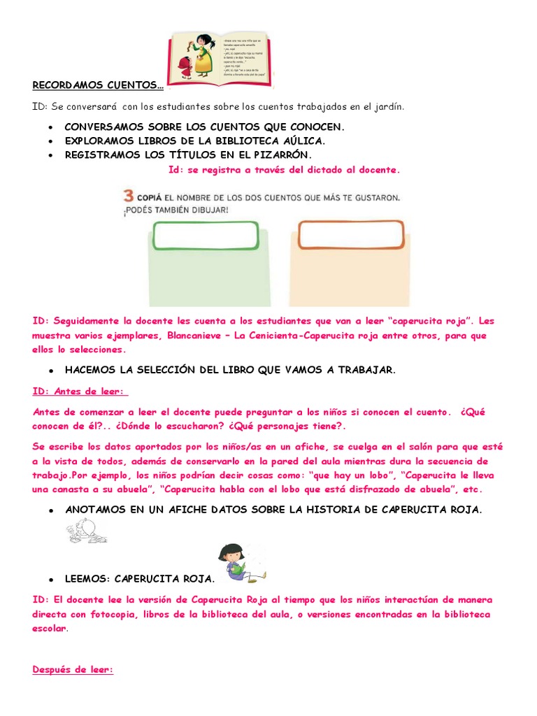 Caperucita. Actividades para Primer Grado | PDF | Caperucita Roja