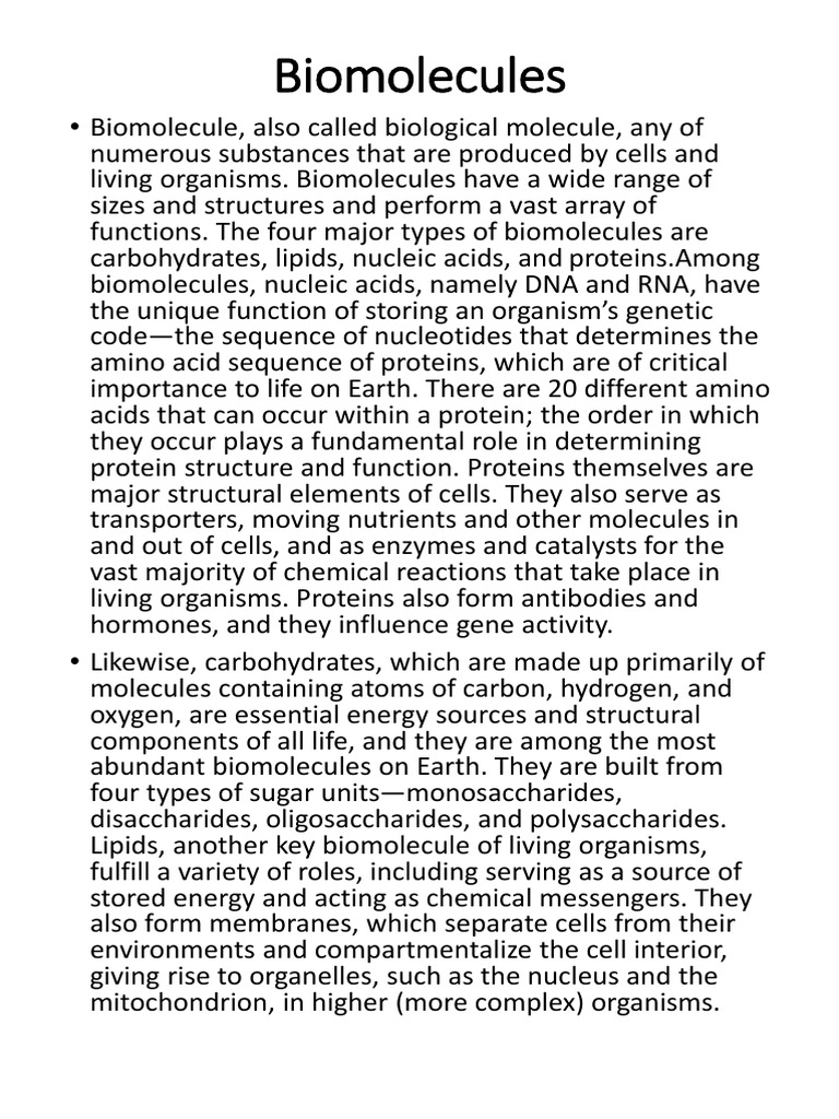 Biomolecules | PDF | Self-Improvement | Science & Mathematics
