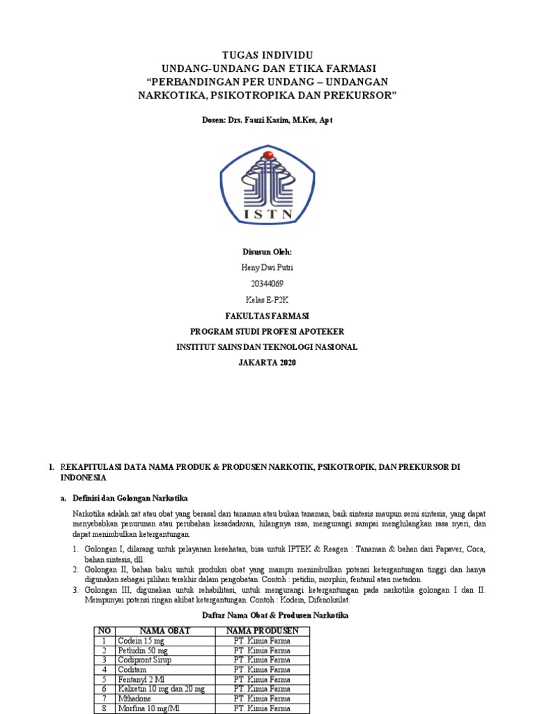Perbandingan Narkotika dan Psikotropika | PDF
