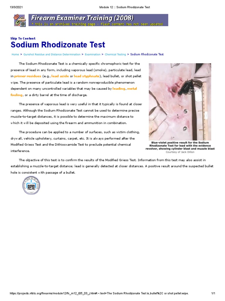 Sodium Rhodizonate Test for Lead Detection | PDF | Technology & Engineering