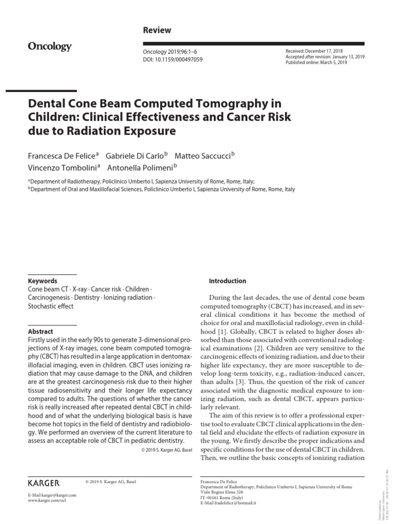 Dental Cone Beam Computed Tomography in Children Clinical Effectiveness ...