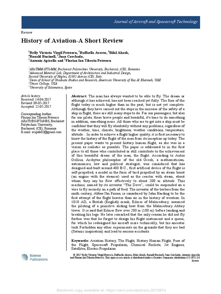 SSRN Id3073974 | PDF | Wright Flyer | Airplane