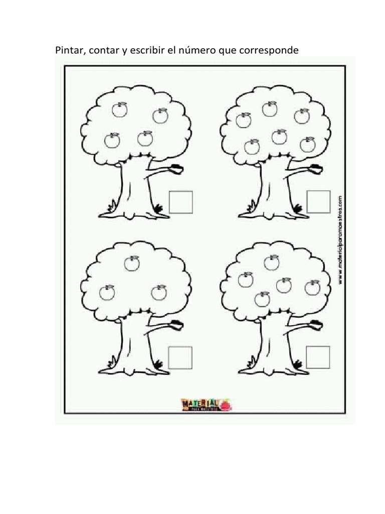 Pintar, Contar y Escribir El Numero | PDF
