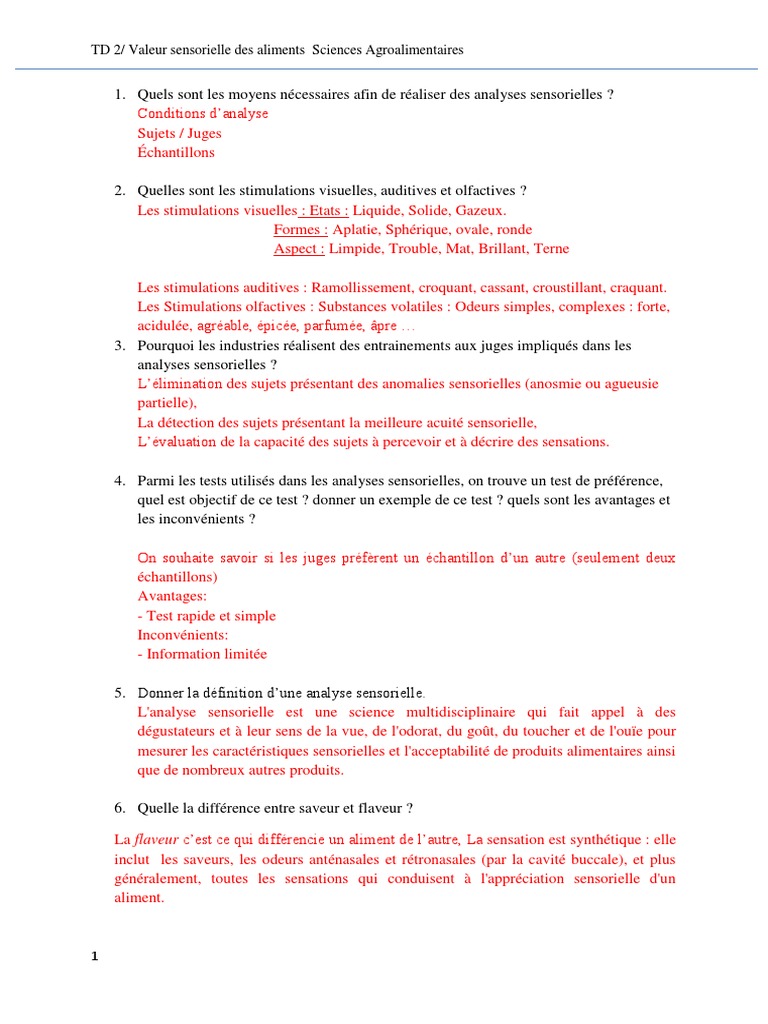 TD2 Corrig | PDF | Goût | Dégustation de vins