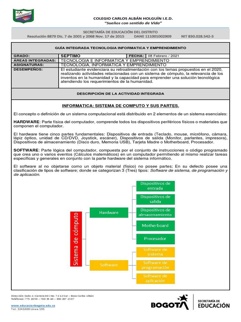 Guia 1 Tecnología-Informatica y Emprendimiento Grado Séptimo | PDF ...