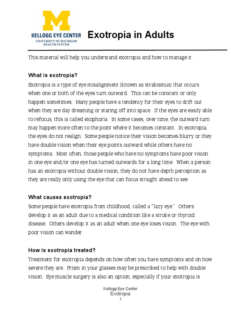 Exotropiain Adults Diseases Of The Eye And Adnexa Clinical Medicine