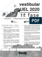 Vestibular UEL 2020 - Conhecimentos Gerais - Prova 1