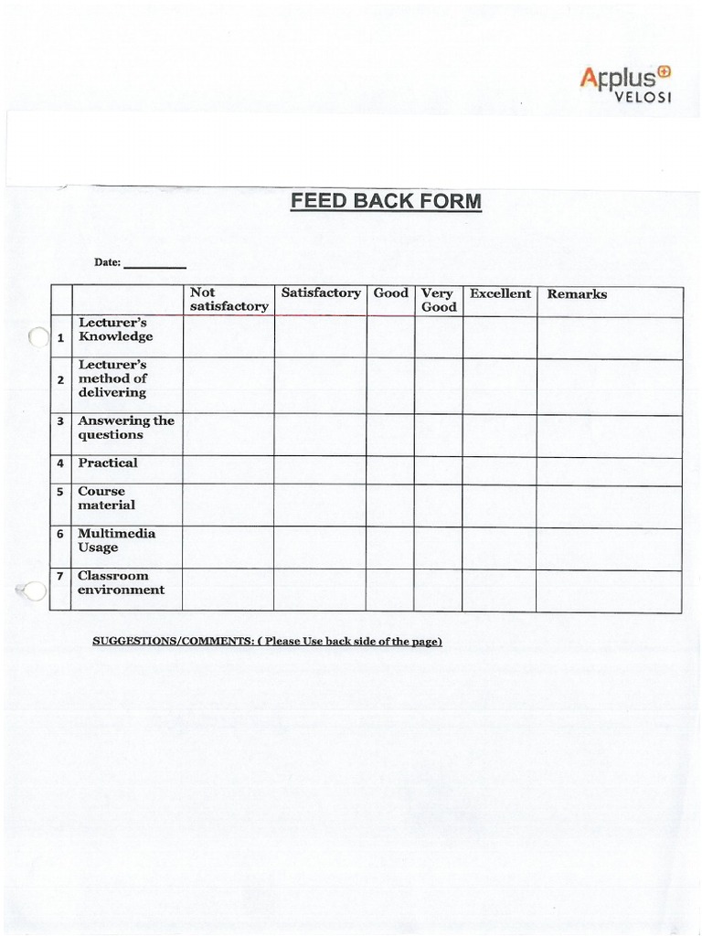 Feed Form PDF