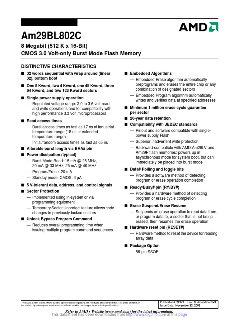 Am29BL802CB Ford Everest Memory Flash | PDF | Flash Memory | Input/Output