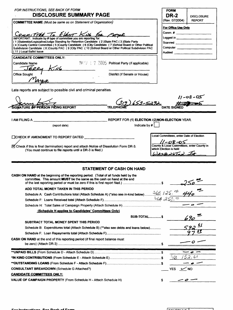 Political Committee Disclosure Report | PDF | Political Action ...