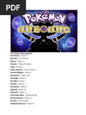 Pokemon Unbound Swarm Guide | PDF