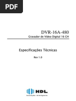especificacao dvr hdl 16A-480