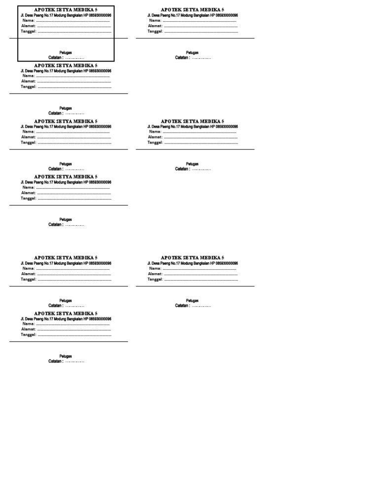 Kartu Cek Lab | PDF