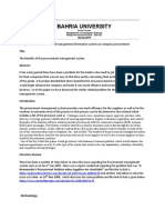 Assignment 1: A Framework of Management Information System On Company Procurement Title