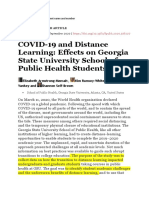 COVID-19 and Distance Learning: Effects On Georgia State University School of Public Health Students