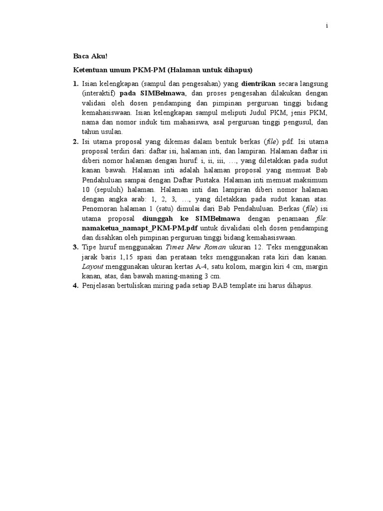 Panduan Penyusunan Proposal PKM-PM | PDF