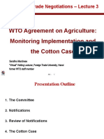 WTO Agreement On Agriculture: Monitoring Implementation and The Cotton Case