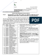 Notice for Submission of Documents for Recruitment to Fifty Posts of Assistant Director