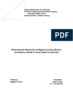 Potencial de Desarrollo Endógeno Sociocultural y Económico Desde Lo Local Hasta Lo Nacional