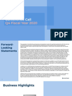 Earnings Conference Call: Q4 Fiscal Year 2020