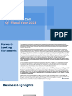 Earnings Conference Call: Q1 Fiscal Year 2021