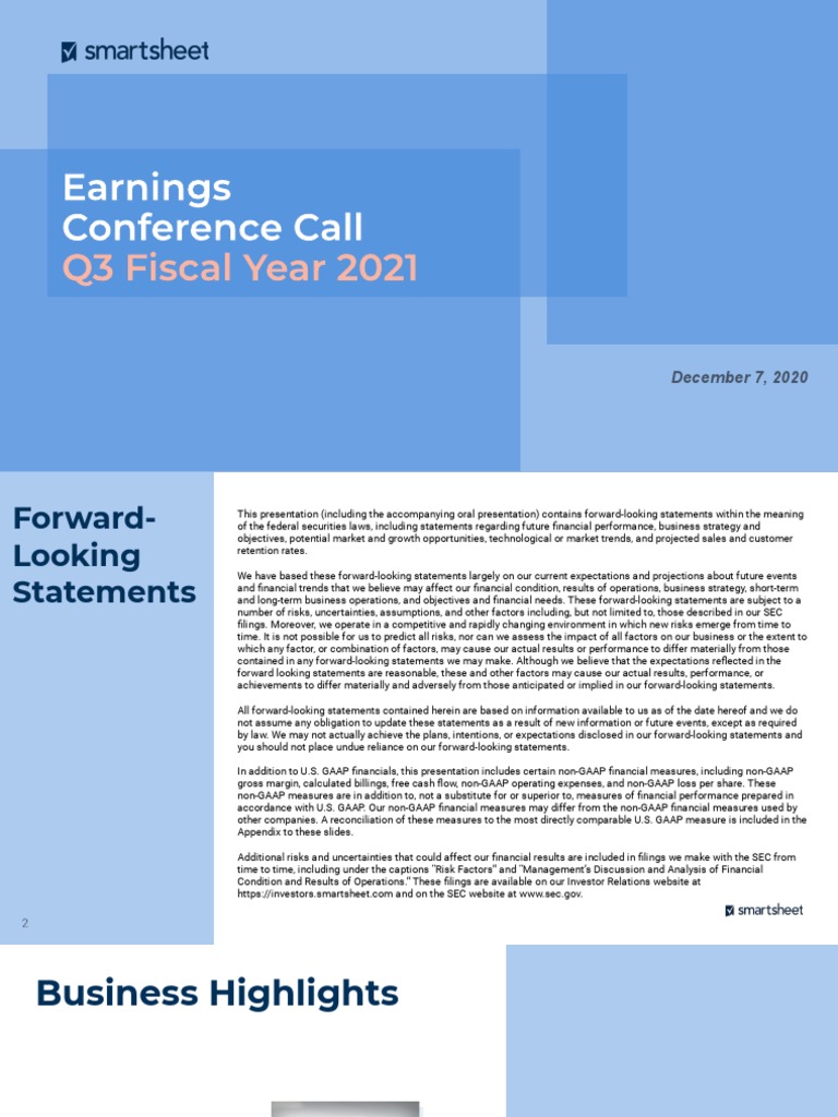 Q3'21 Earnings Call Presentation | PDF | Risk | Strategic Management