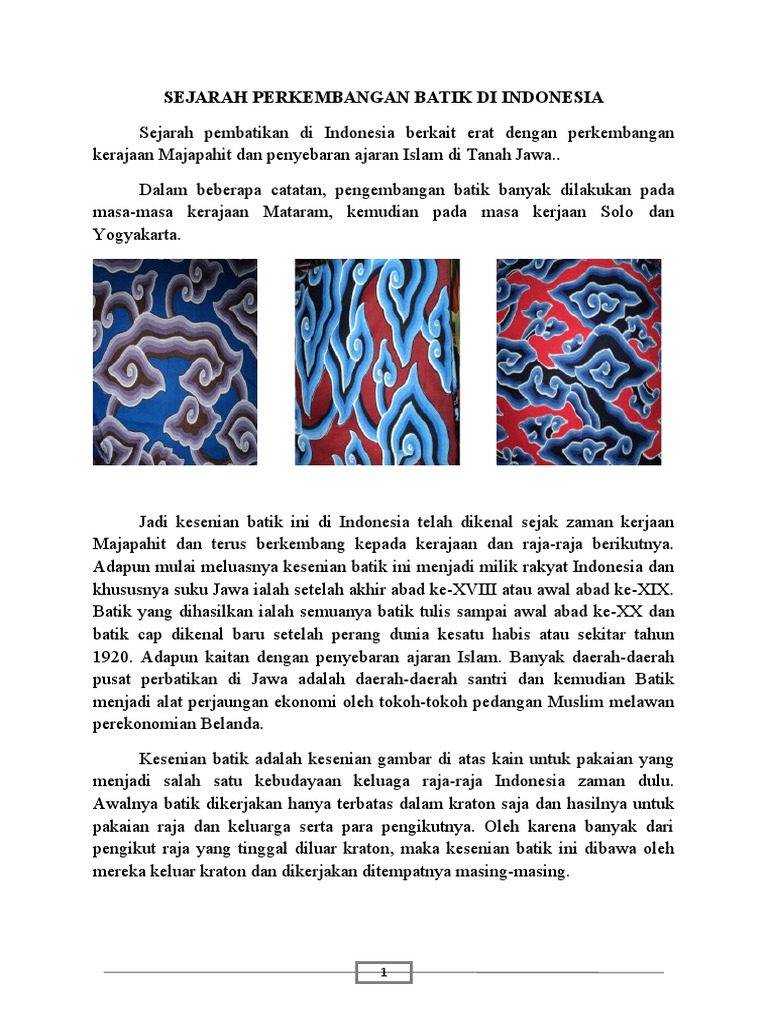 Sejarah Batik Indonesia Pdf