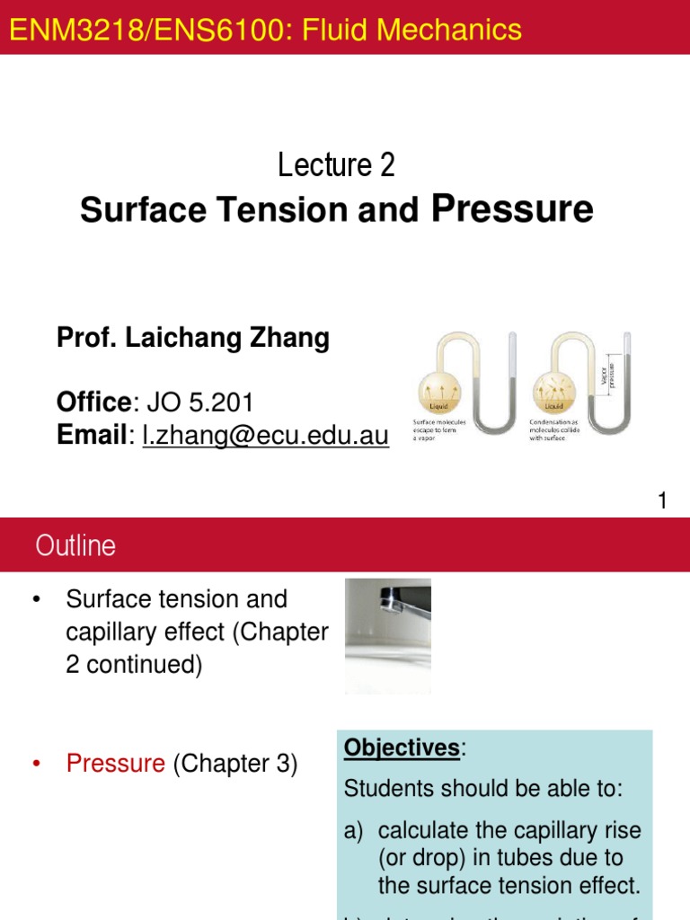 Surface Tension And Pressure PDF Surface Tension Pressure