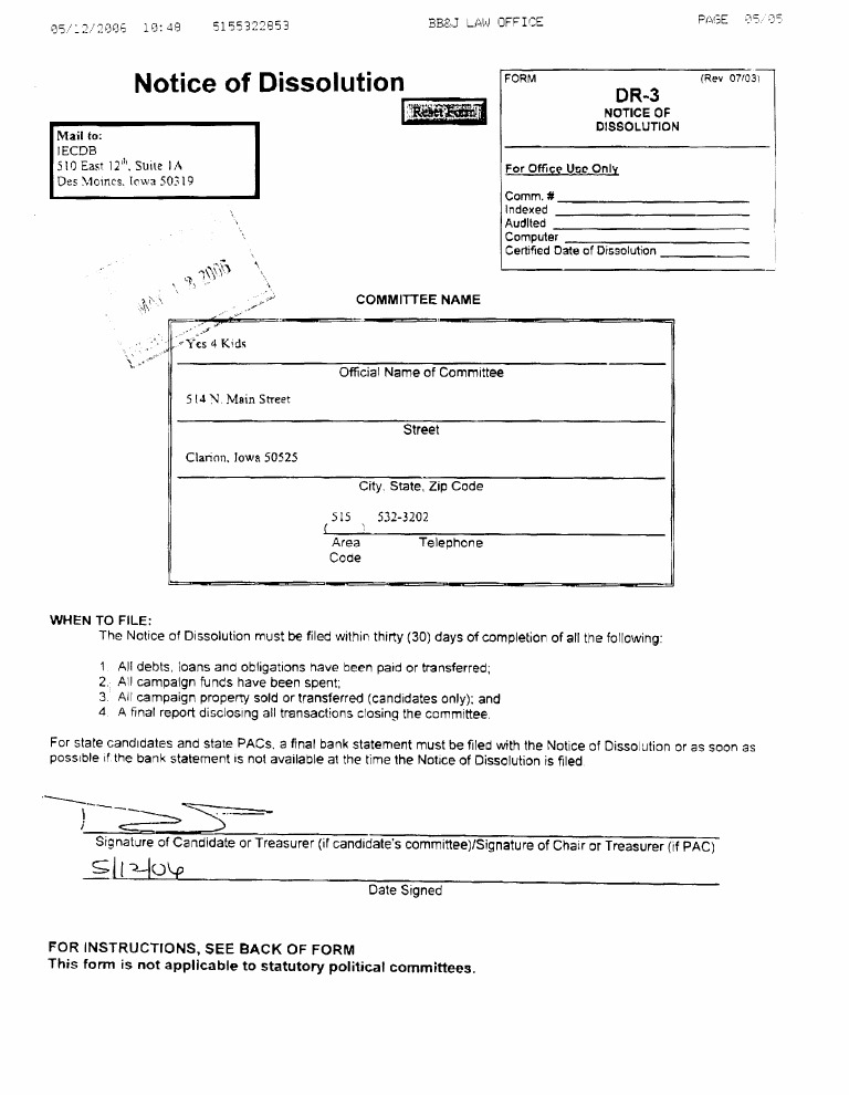 Notice of Dissolution Filing Guide | PDF | Political Action Committee ...