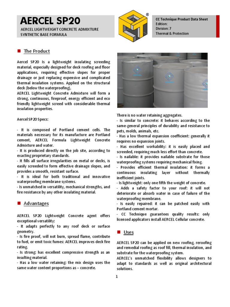 Aercel SP20 | PDF | Building Insulation | Concrete