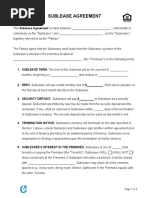 Sublease Agreement Template