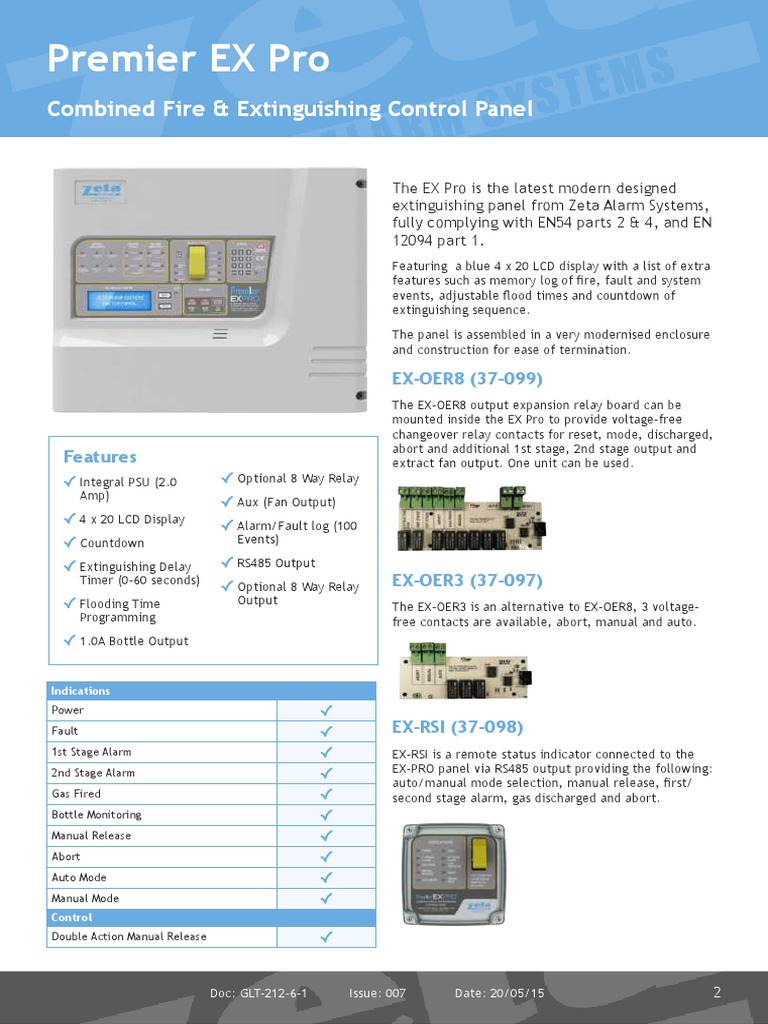 Premier EX Pro: Combined Fire & Extinguishing Control Panel | PDF ...