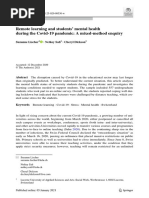 Remote Learning and Students' Mental Health During The Covid 19 Pandemic: A Mixed Method Enquiry