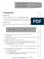 Devoir de Contrôle N°1 - Sciences Physiques - 3ème Math (2013-2014) MR ZAOUAM ABDELHAMID