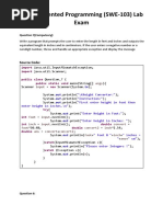 Object Oriented Programming (SWE-103) Lab Exam: Source Code