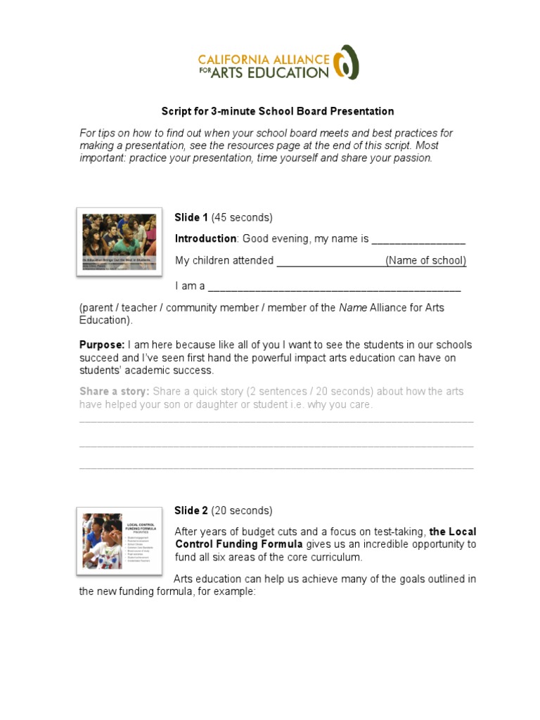 Arts Education Advocacy Presentation Script | PDF | Education Theory ...