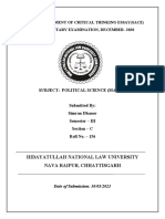 Special Assignment of Critical Thinking Essay (Sace) Supplementary Examination, December-2020