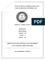 Special Assignment of Critical Thinking Essay (Sace) Supplementary Examination, December-2020