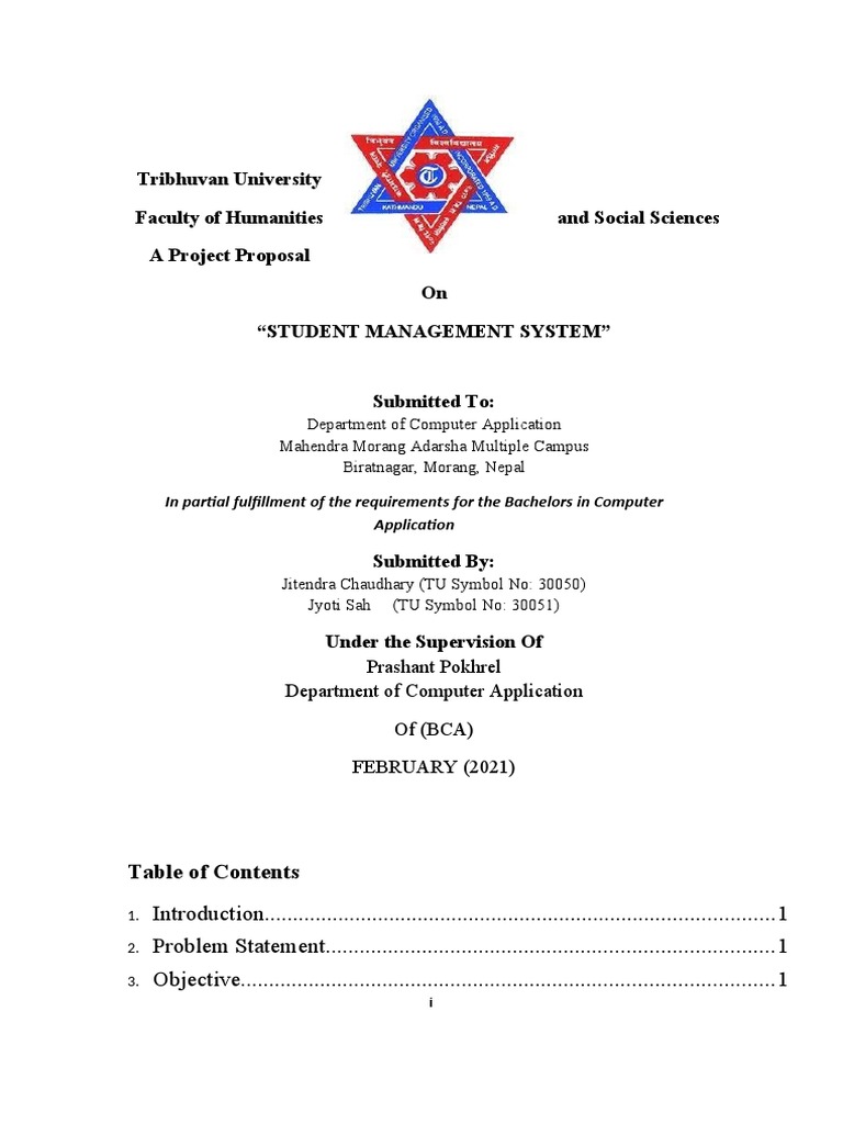 tribhuvan university thesis proposal format