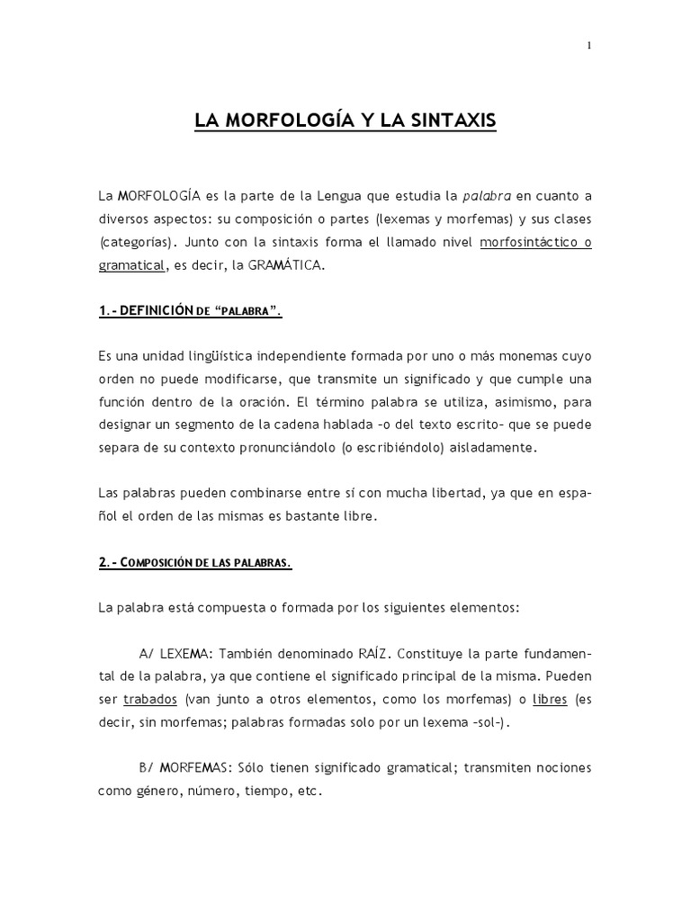 Morfología y Sintaxis PDF Palabra Adverbio