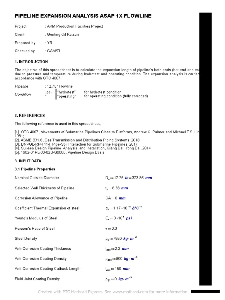 Pipeline Expansion Analysis Asap 1X Flowline | PDF | Pipeline Transport ...