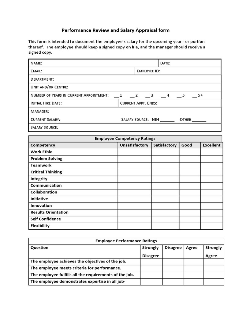 Employee Performance Review Template | PDF | Performance Appraisal ...