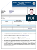 Provisional Score Card: Registration No