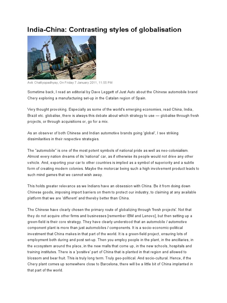 India vs China: Globalization Strategies | PDF | Globalization | China