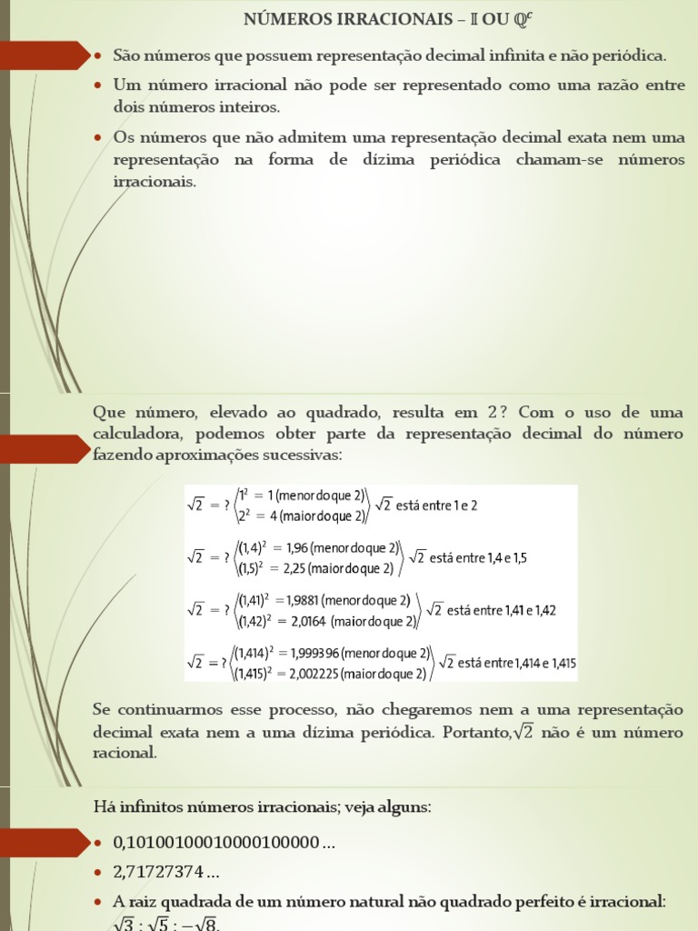 Números Irracionais: Definição e Exemplos | PDF | Números | Número real