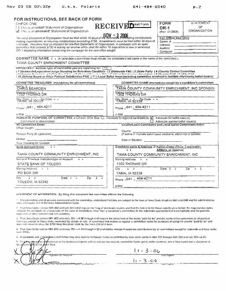 2006-10-20 DR1 Amended | PDF
