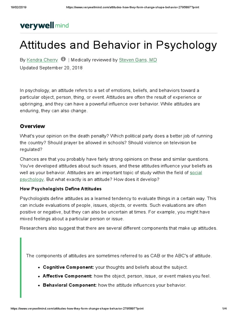 Understanding Attitudes in Psychology | PDF | Attitude (Psychology ...