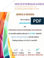 Certificate For Lakku - Lokeswara Rao For "Let's Design, Mechanical En... "