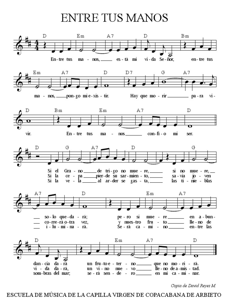 ENTRE TUS MANOS Re Mayor | PDF